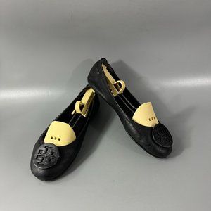 Tory Burch Minnie Travel Black Soft Leather Ballet Flats, Size 8M